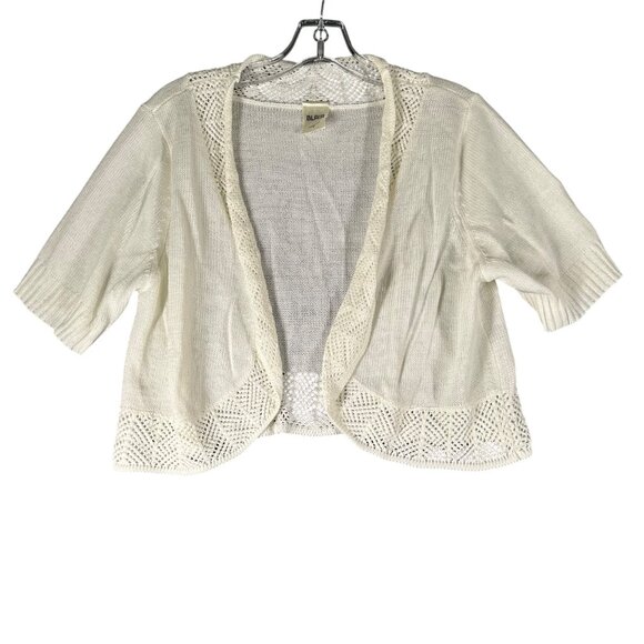 Blair Sweaters - Vtg Blair Womens Medium Cream Scalloped Crochet Shrug Sweater Cardigan‎